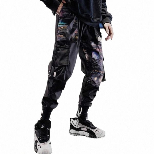 

men's pants men's pants spring cargo men cotton drawstring many pockets joggers trousers purple black ankle banded male casual o5h
