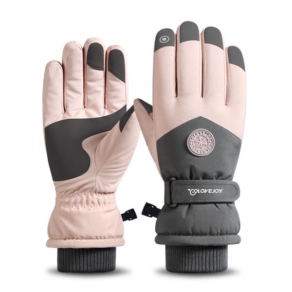 

waterproof gloves winter warm glovess male female children touch screen warms outdoor riding windproof non-slip gloves, Blue;gray