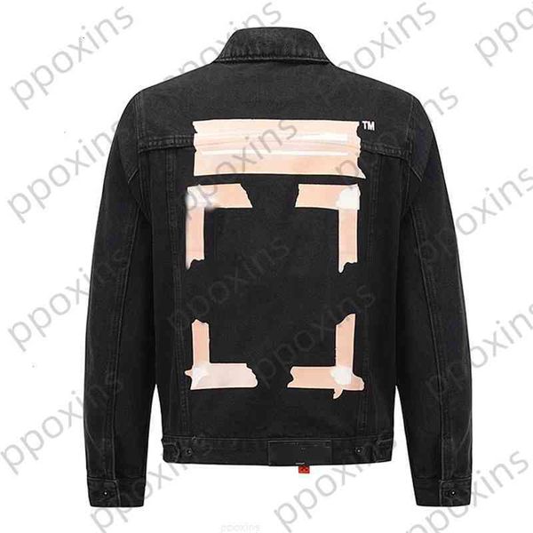 

off jacket offs men's denim bronzing tape arrow male and female lovers fashion brand winter s men windbreaker coatlil5, Black;brown