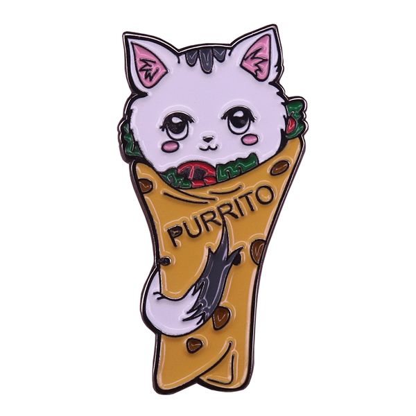 

other fashion accessories soft taco cat burrito brooch pin vegan, Silver