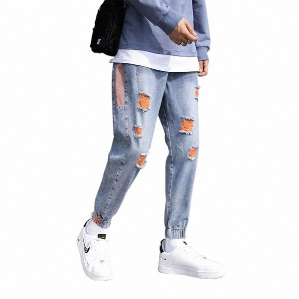 

men's jeans men's jeans 2021 limited zipper mid men spring and summer japanese bound feet versatile trend pants harlan f21w#, Blue