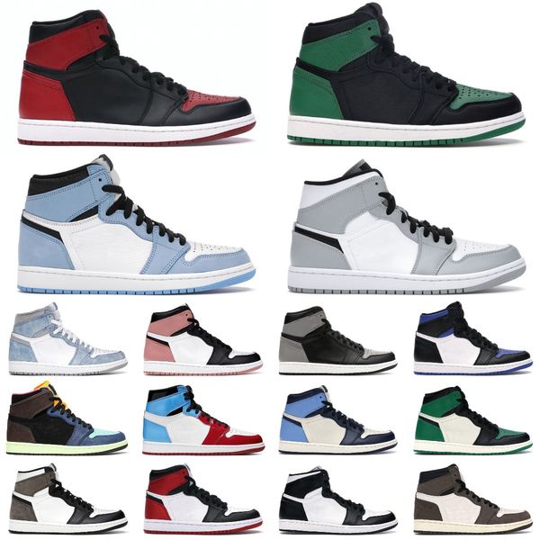 

2022 new basketball shoes mens 1s sneakers women trainers 1 high dark mocha twist pine green black university blue hyper roya air jordon