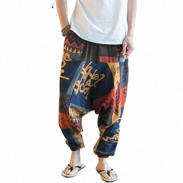 

men's pants men's pants baggy cotton linen harem men hip-hop women plus size wide leg trousers casual vintage long pantalones homb, Black