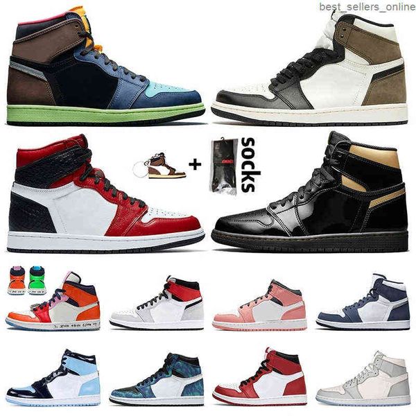 

boots new jumpman 1 high og womens mens basketball shoes 1s bio hack dark mocha black gold satin-snake tie dye fearless trainers sneakers