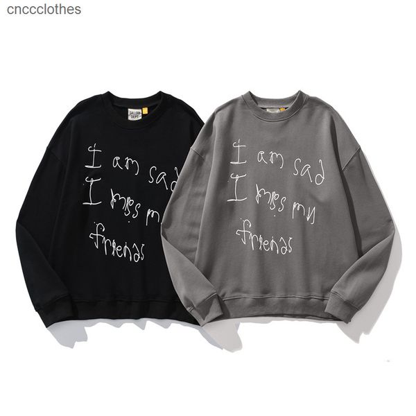 

men's women's hoodies sweatshirts gary dept street old letters loose round neck lovers long sleeve pullover, Black