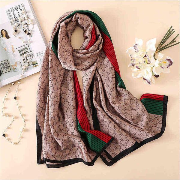 

2020 brand designer silk scarf female foulard bandana long shawls wraps winter neck scarves pashmina lady hijab luxury new y1224285j, Blue;gray