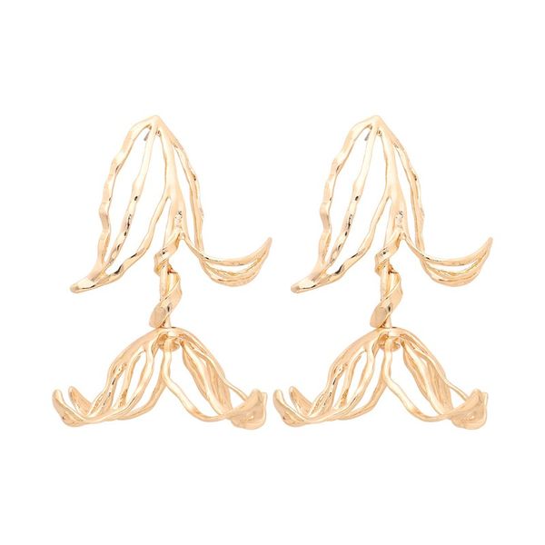 

handmade floral metal dangle earrings for women shiny cold color big flower statement earrings fashion jewelry, Silver