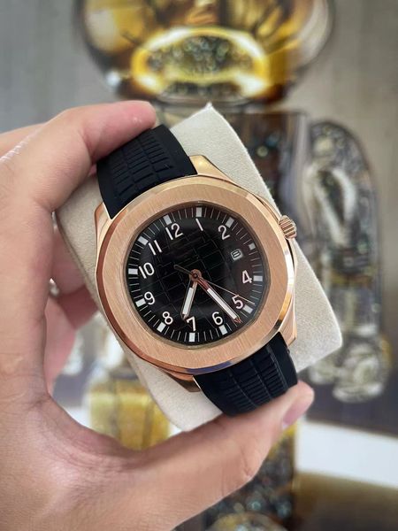 

2022 men's classic sports watch automatic movement stainless steel comfort rubber strap original buckle sapphire glass ultra luminous, Slivery;brown
