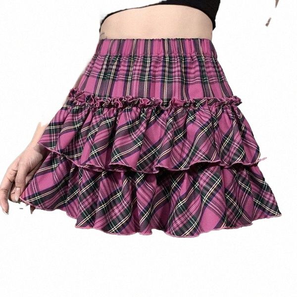 

skirts skirts 90s japanese harajuku pink lolita skirt college style youth girl plaid female high waist slim y2k cosplay goth mini kawaii ski, Black