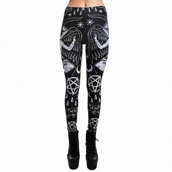 

women's leggings women's leggings rosetic halloween gothic women casual pencil pants fall fashion cartoon printed trousers skinny, Black
