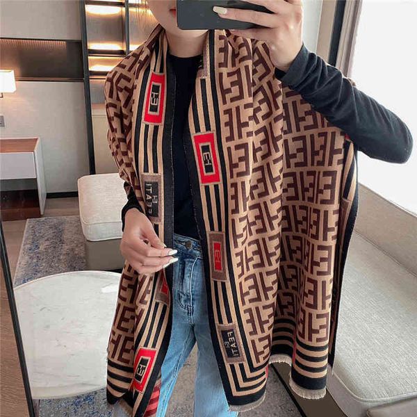 

design imitation cashmere scarf women's autumn and new temperament versatile thickened warm shawl bib, Blue;gray