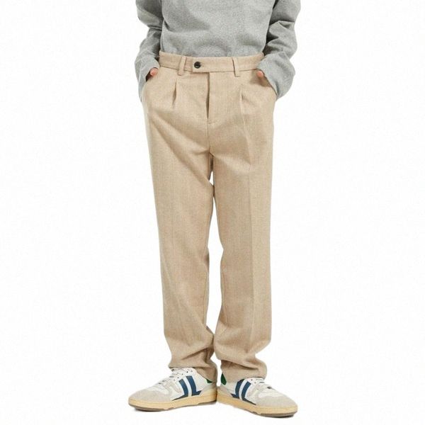 

men's pants men's pants men slim fit straight thick casual suit pant male japan korea streetwear vintage fashion pants1 k50s#, Black