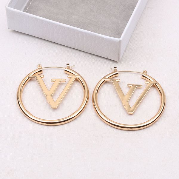 

jewlery designer ear cuff gold hoop big circle earrings lu for lady women girls ear studs set simple earring, Silver