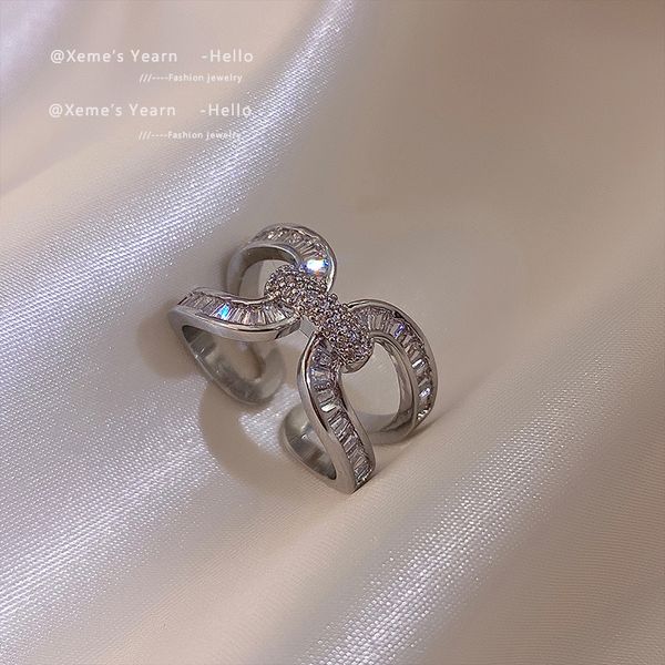 

2022 new design u-shaped zircon adjustable rings electronic girl hip hop accessories for woman girls korean fashion jewelry gift, Golden;silver