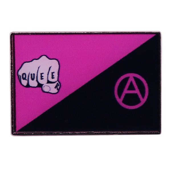

other fashion accessories fist queer anarchism pink & black flag enamel pin badge backpack decoration jewelry, Silver