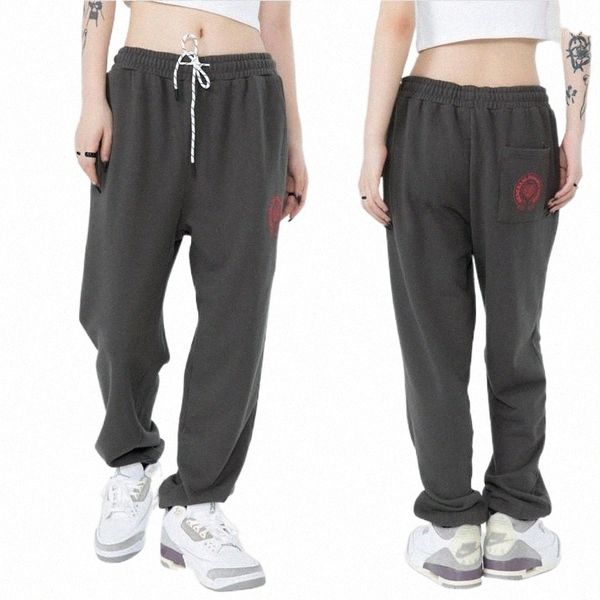 

men's pants men's pants 2021 autumn and winter series drawstring all-match comfortable cotton street foam printed casual trousers, Black