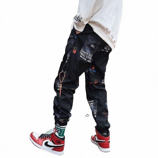 

men's pants men's pants hip-hop loose jogging with printed streetwear harem clothes ankle trousers casual sports1 57vv#, Black