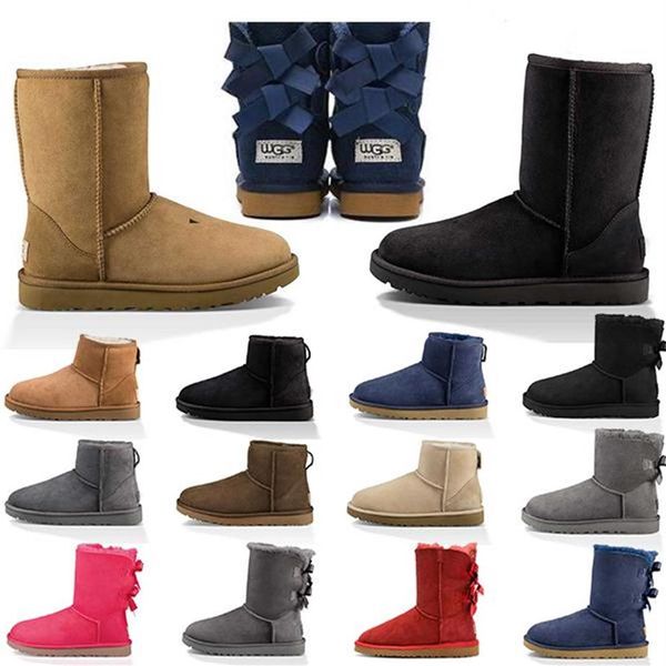 

womens boots snow booties classic short ankle knee black grey brown red pink blue women winter boot keep warm size 36-41201g