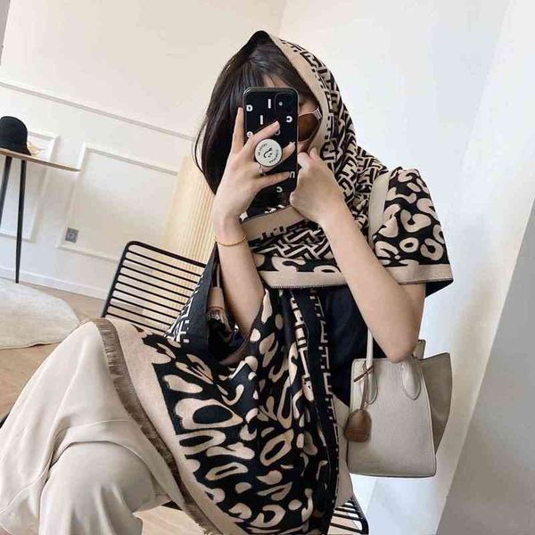 

design scarf autumn and 2021 new imitation cashmere geometric printing shawl street scarf women r256, Blue;gray