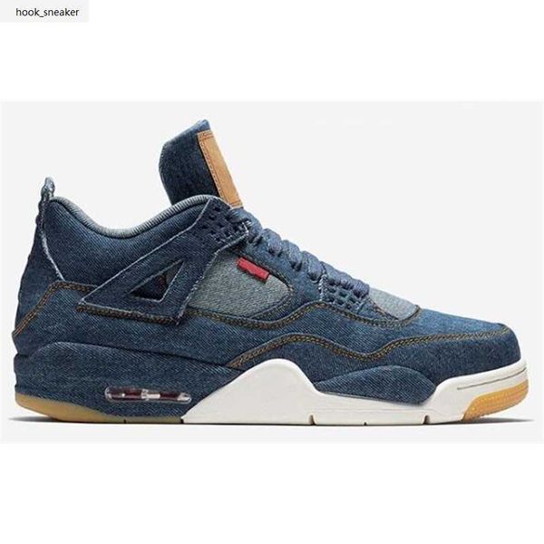 

basketball shoes men 4s sports sneakers blue black white denim blue jeans 4 denim travis with box size us7-13