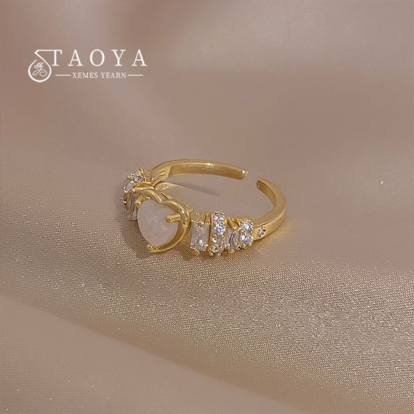 

2022 new sweet magic heart shaped gold color open ring korean fashion jewelry women suit accessories party luxury gift, Golden