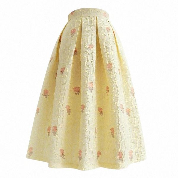 

skirts skirts spring summer small fresh jacquard printed ball gown akirt women high waist knee length umbrella skirt n0dk#, Black