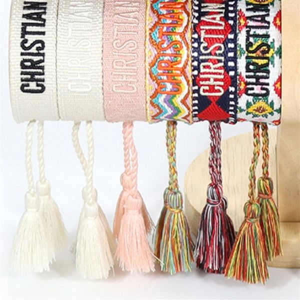 

fashion brand friendship charm bracelets bangles women men adjustable embroidery tassel bangle couple braided jewelry designer woven fa266g, Golden;silver