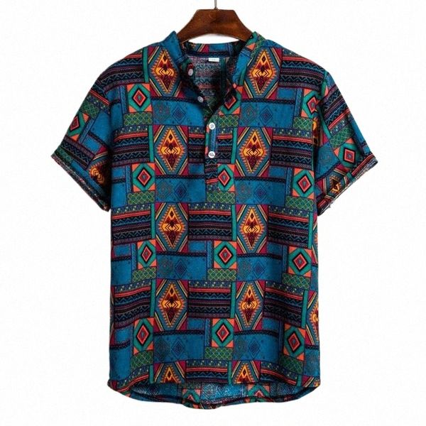 

men's casual shirts men's casual shirts mens vintage ethnic short sleeve cotton linen printing hawaiian shirt blouse baggy loose, White;black
