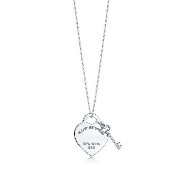 

please return to new york heart key pendant necklace original 925 silver love necklaces charm women diy charm jewelry gift clavicl225z