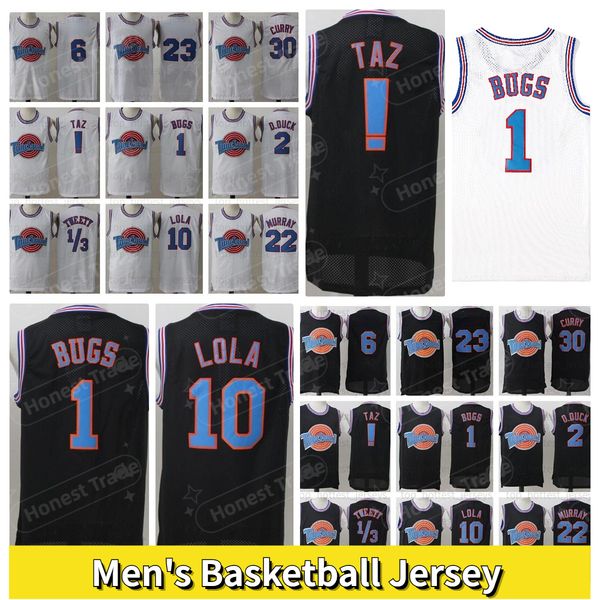 

college basketball wears daffy 2 duck 10 lola basketball jersey movie space jam tune squad looneyjersey bill murray 22 bugs bunny taz tweety, Black