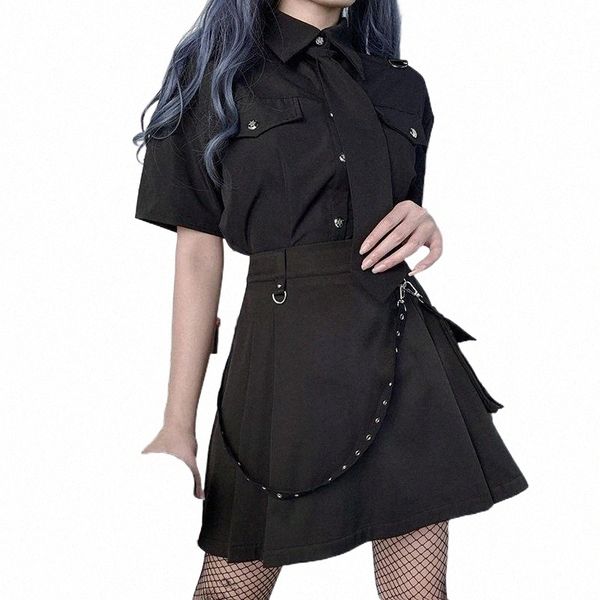 

skirts skirts harajuku punk gothic black high waist women patchwork bandage mini skirt female streetwear summer chie h1gx#