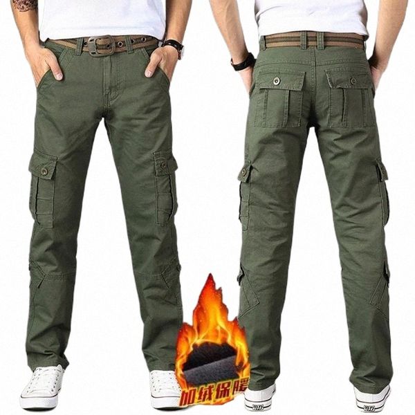 

men's jeans men's jeans winter fleece thick cargo pants cotton military tactical baggy casual double layer plus velvet warm therma, Blue