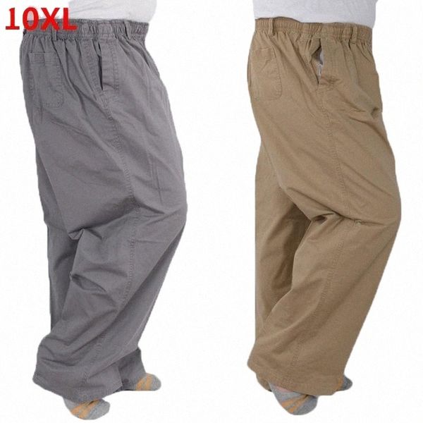 

men's pants men's pants plus size 8xl 11xl 12xl middle-aged summer thin elastic band high waist cotton casual trousers dad oversiz, Black