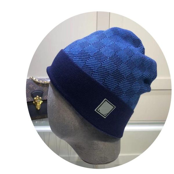 

luxury knitted hat designer beanie cap mens fitted hats for cashmere plaid letters print casual skull caps outdoor fashion high 248t, Blue;gray