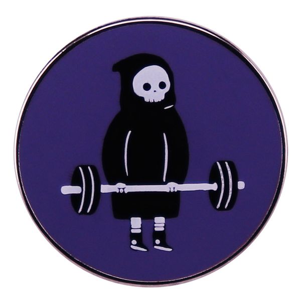 

skeleton weightlifting brooch fitness enthusiast badge accessories backpack clothes hat pin cartoon game badge ornament, Blue