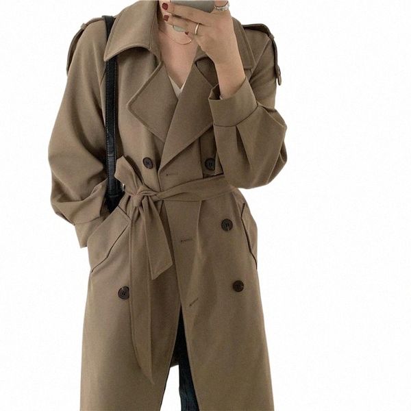 

women's trench coats women's trench coats alien kitty korean vintage coat turn-down collar fashion solid loose 2021 ol women versa, Tan;black