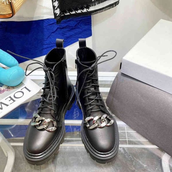 

woman motorcyle boots punk genuine leather mid-claf martin metal decora luxury designer rldj, Black