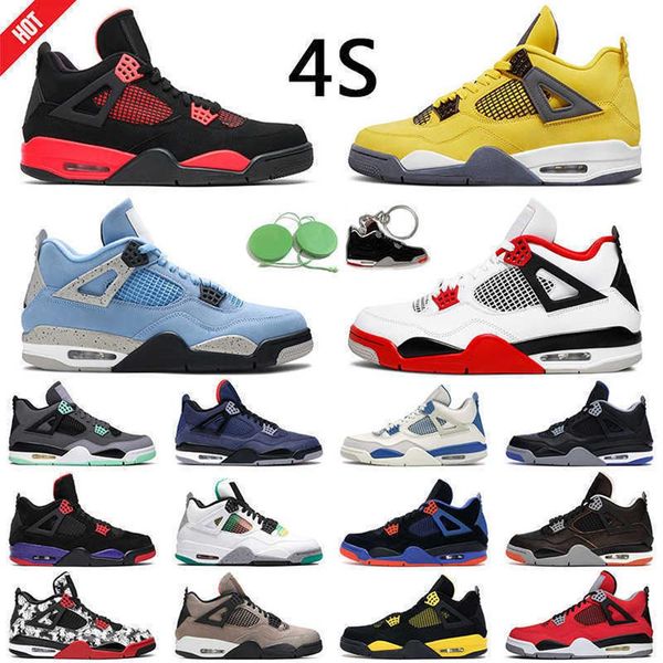 

jumpman 4 retro fire red basketball shoe 4s university blue taupe haze white cement mens trainer outdoor sports sneakers221r, Black