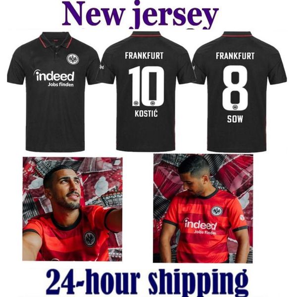 

22 eintracht home away frankfurt soccer jersey 2021 2022 die adler sow silva kostic jovic football uniform kids kit hasebe kamada hinteregge, Black