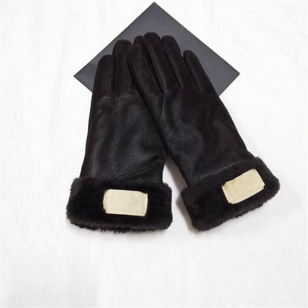 

european and american designer brand windproof leather gloves lady touch screen rex rabbit fur mouth winter heat preservation wind styl319e, Blue;gray