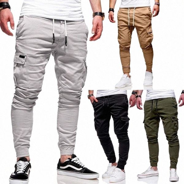 

men's pants men's pants men joggers safari casual male cargo sweatpants solid multi-pocket hip hop fitness trousers sportswear1 p0, Black