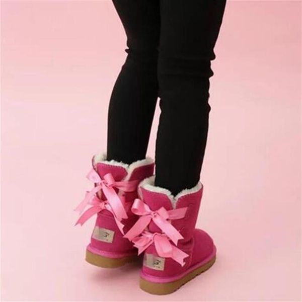 

kids boots genuine leather toddlers snow boots solid botas de nieve winter girls footwear toddler girls boots237u305k, Black