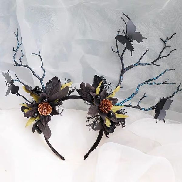 

hair accessories led gothic black elk antler deer ear horn headband bat glow retro party birthday wedding festival halloween christmas 22090, Slivery;white