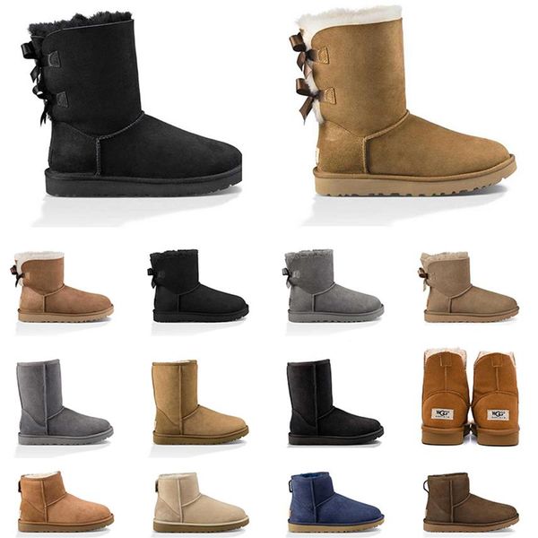 

women snow boots classic knee ankle boot black grey navy blue pink womens girl shoes244i