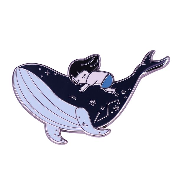 

other fashion accessories this beautiful badge tells a story of whale and girl both lovers of the sea and coexisting, Silver