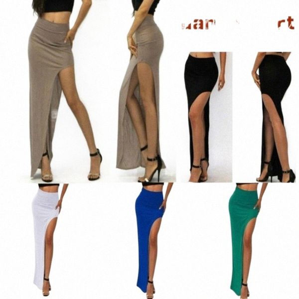 

skirts skirts brand designer summer 2022 novelty women skirt lady open side split high waist long maxi skirtskirts p1io#, Black
