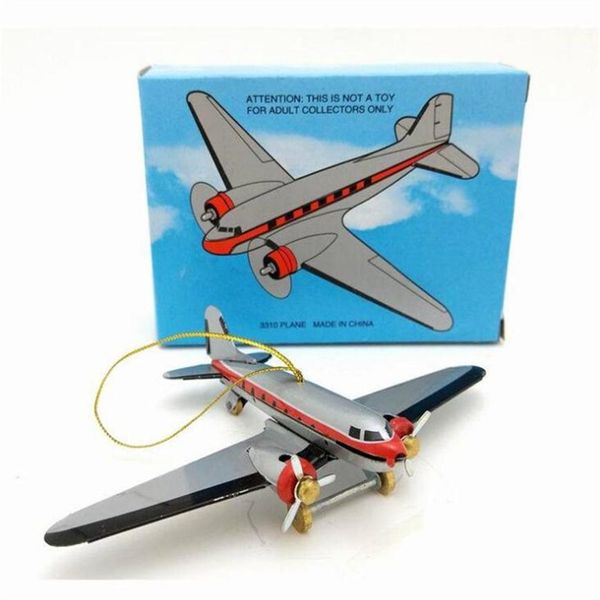 

1pc vintage retro airplane collection tin toys classic clockwork wind up christmas ornament toys for kids collectible gift 220329272j