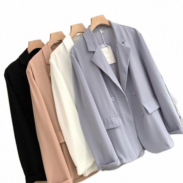 

women's suits & blazers women's suits & blazers big size women thin double breasted blazer formal slim female long sleeve solid of, White;black