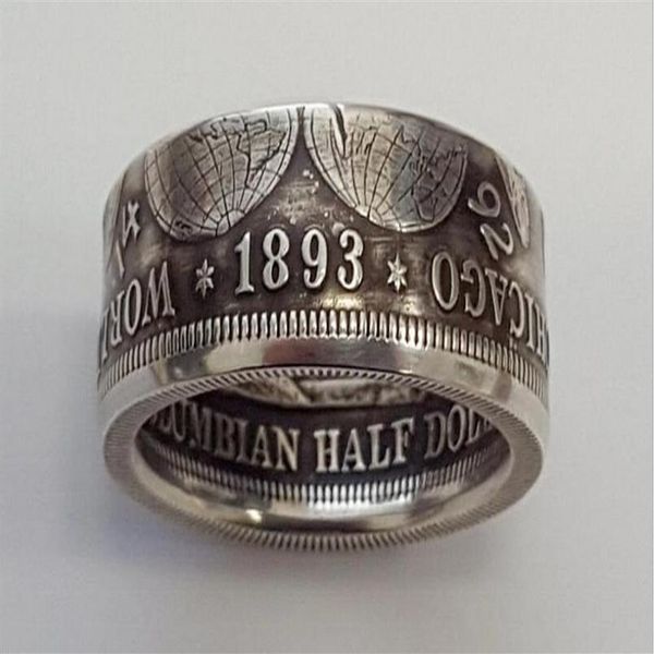 

new arrival vintage fashion jewelry coin morgan rings titanium steel dollar carving popular party women engagement band ring gift2613, Silver
