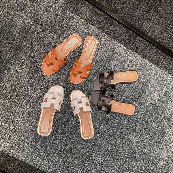 

women luxury herme slippers paul wear summer sheepskin shoes h cool fashion popular, Black